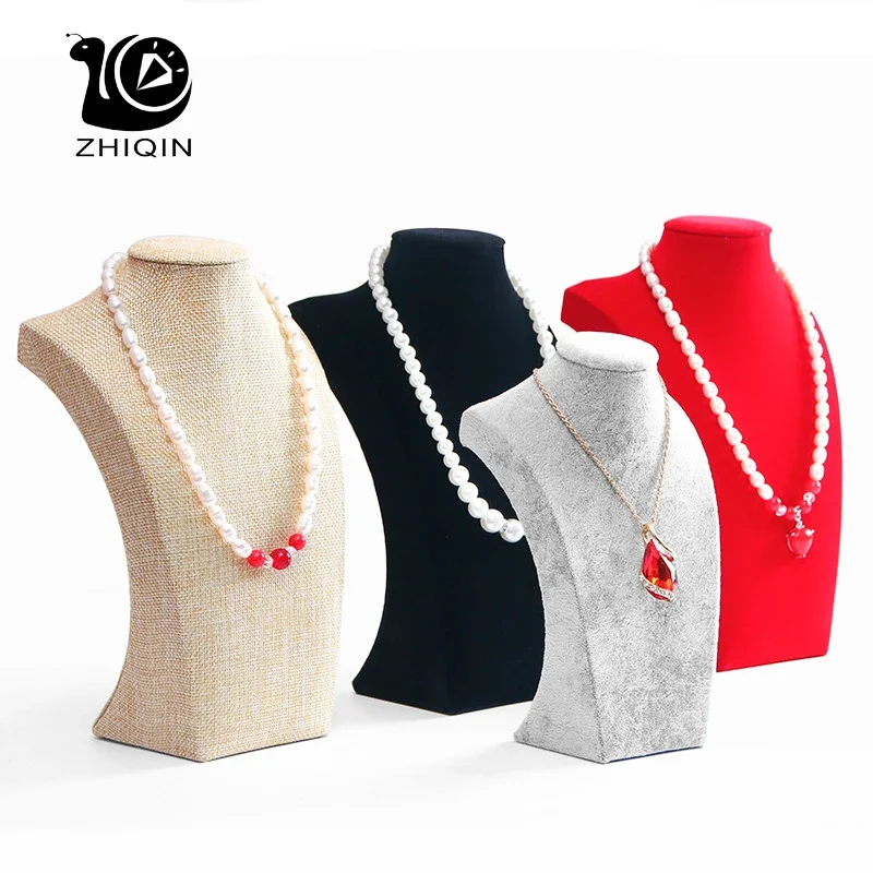 Body Jewelry Holder - Aksamitny portret Naszyjnik Wyświetlacz Wisiorek Organizer