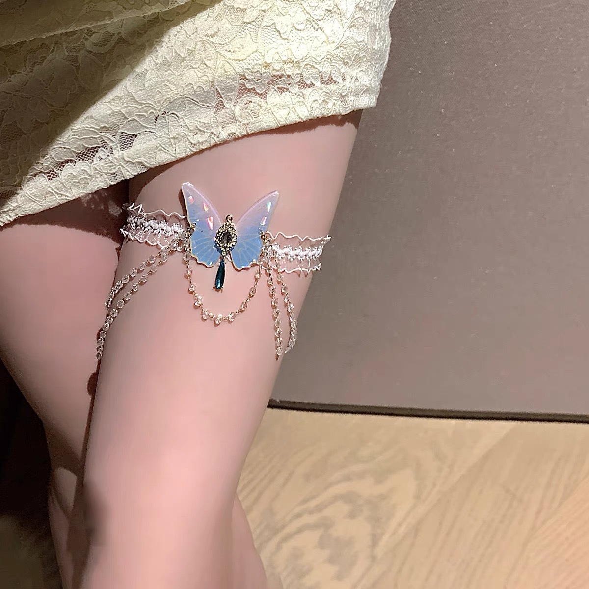 Body Jewelry Leg Chain - Modny wzór motyla Elastyczny koronkowy łańcuszek