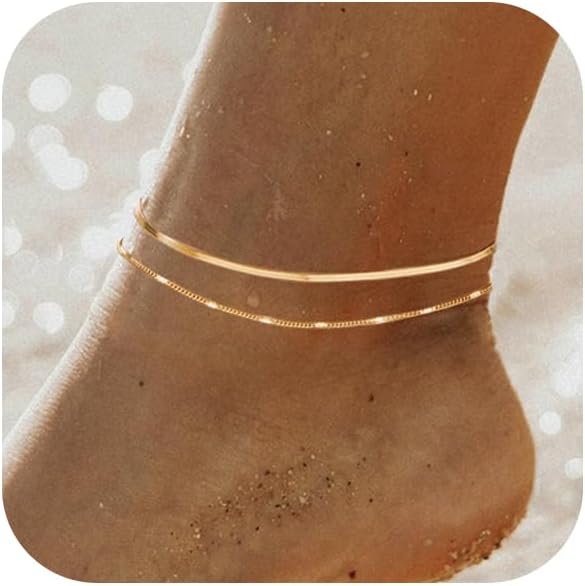 Body Jewelry Real Gold - Bransoletki na kostkę damskie, pozłacane 14-karatowym