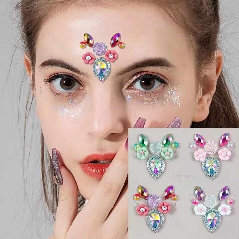 Body Jewelry Eyebrow - Naklejki na twarz z kryształkami 3D