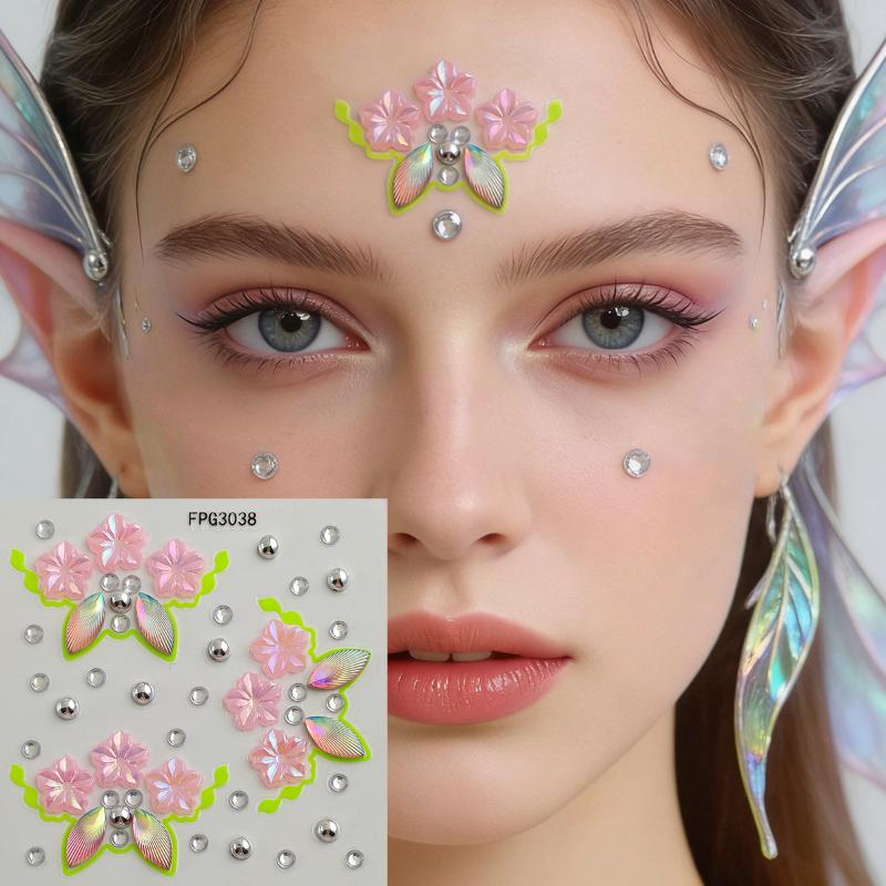 Body Jewelry Eyebrow - Naklejki na twarz z efektem szmaragdów,