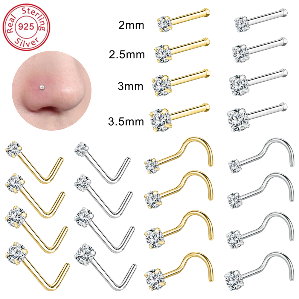 Body Jewelry Real Gold - ZS 18/20G 925 Sliver Nostril Piercings