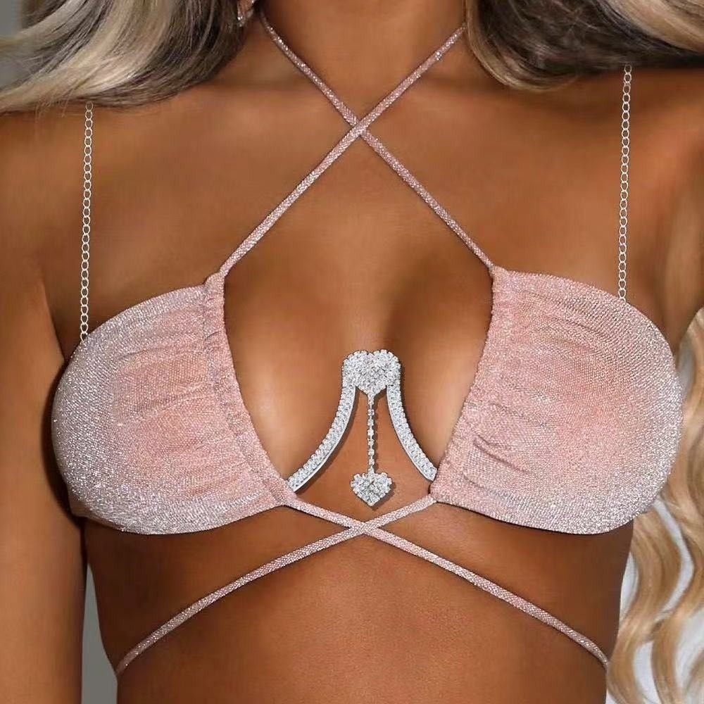 Body Jewelry Dress - Luksusowy łańcuszek na ciało z sercem,