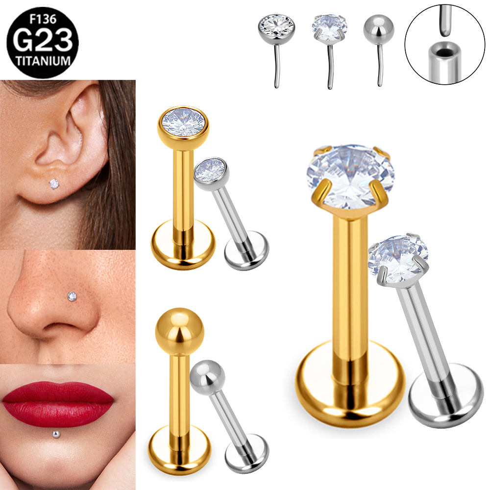 Body Jewelry Implant Grade - Kolczyki labrety bez gwintu z tytanu