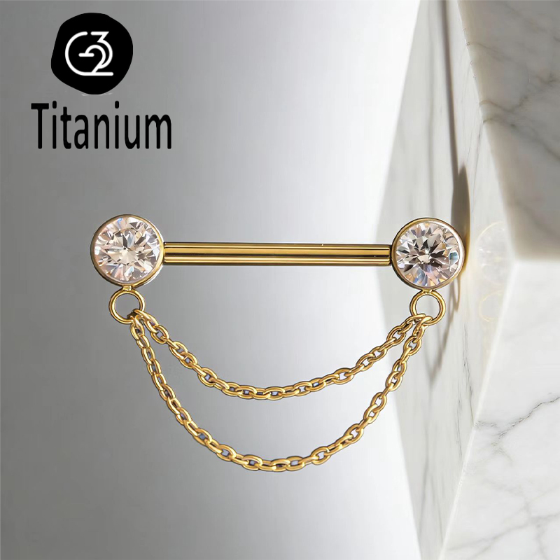Body Jewelry Nipple Chain - Biżuteria do piercingu sutków z tytanu
