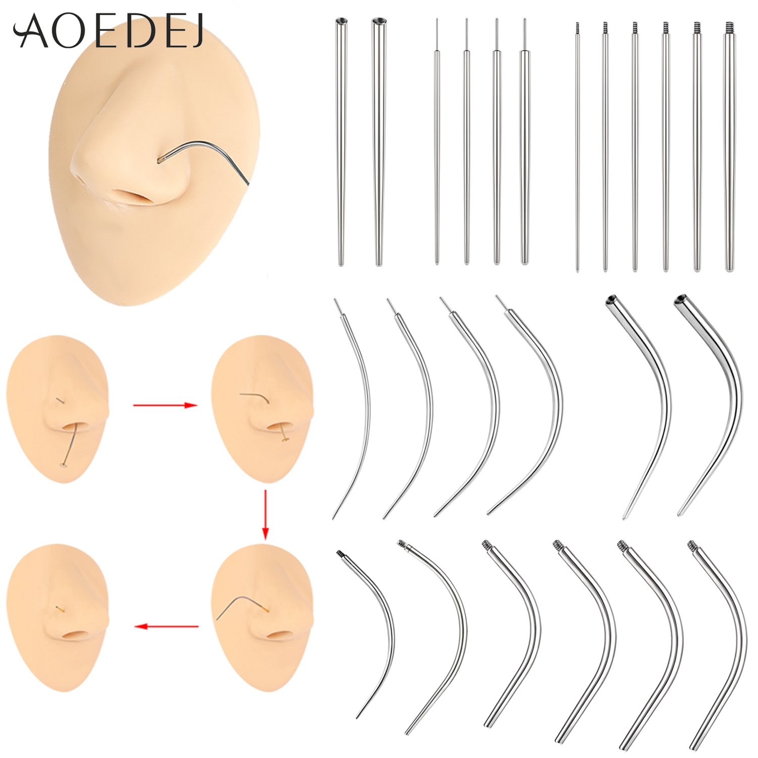 Nostril Screw Pin - AOEDEJ 1 sztuka Piercing ze stali