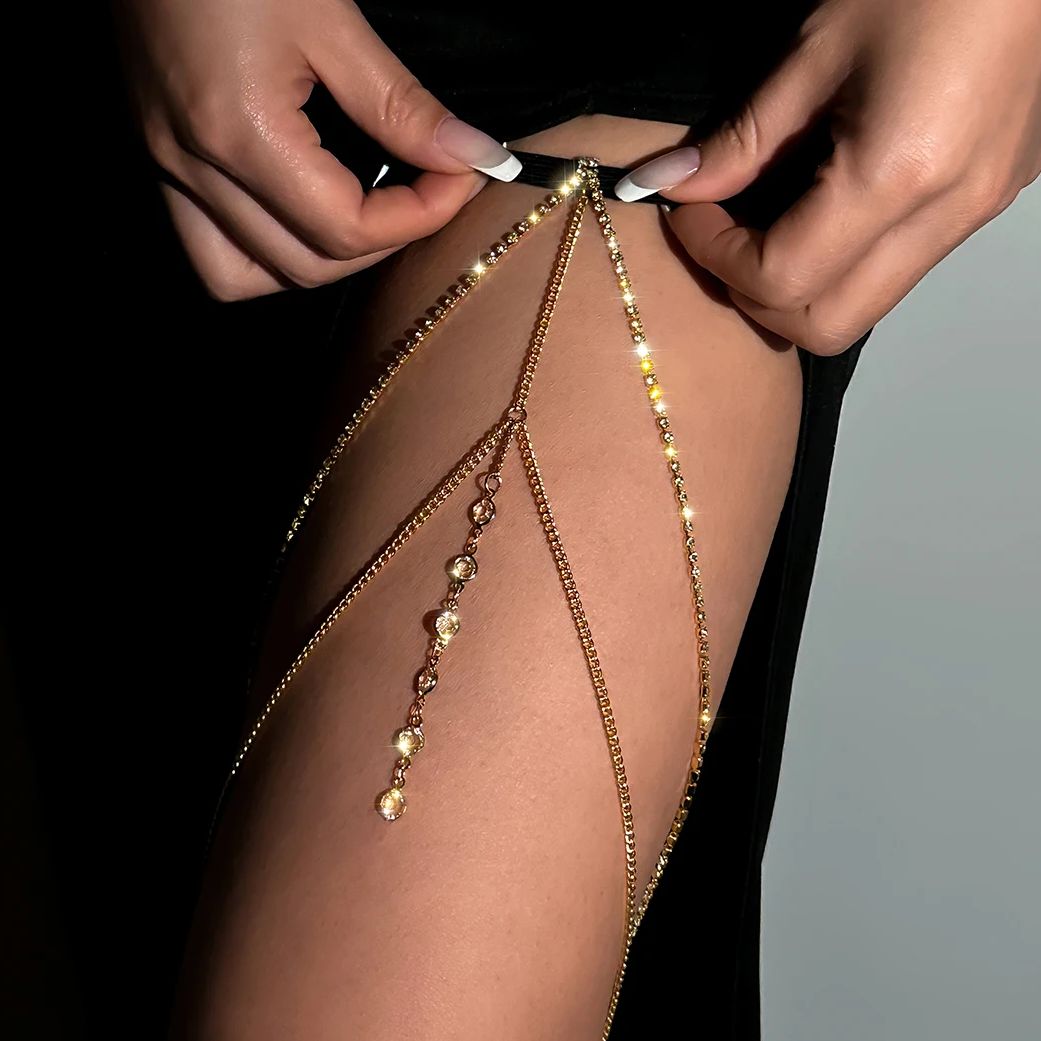Seksowne błyszczące kryształow – Body Jewelry Leg Chain recenzja i cena