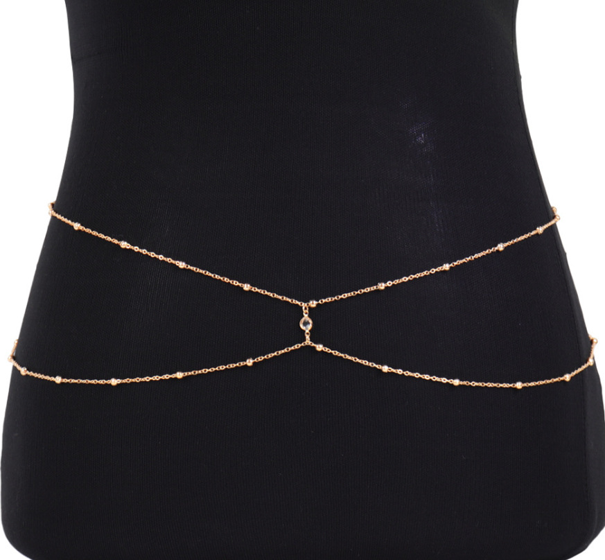 Clear Rhinestone Beaded Belly  – Body Jewelry Outfit recenzja i cena