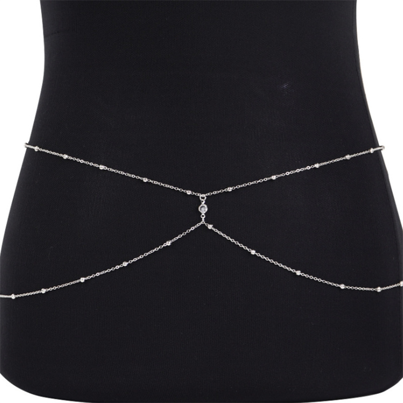 Clear Rhinestone Beaded Belly  – Body Jewelry Outfit recenzja i cena