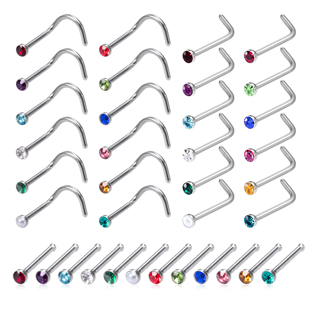 12PCS Birthstone CZ Nose Stud  – Nostril Screw Pin recenzja i cena